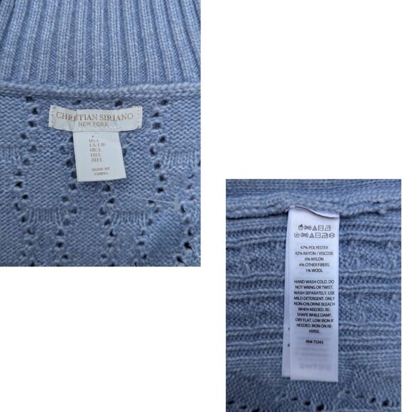 CHRISTIAN SIRIANO New York Women's Knit Blue Sweater Size L - Picture 6 of 6